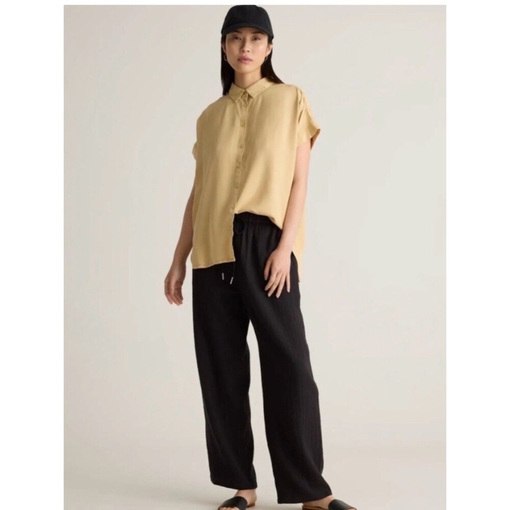 Quince organic cotton gauze wide leg pant xs